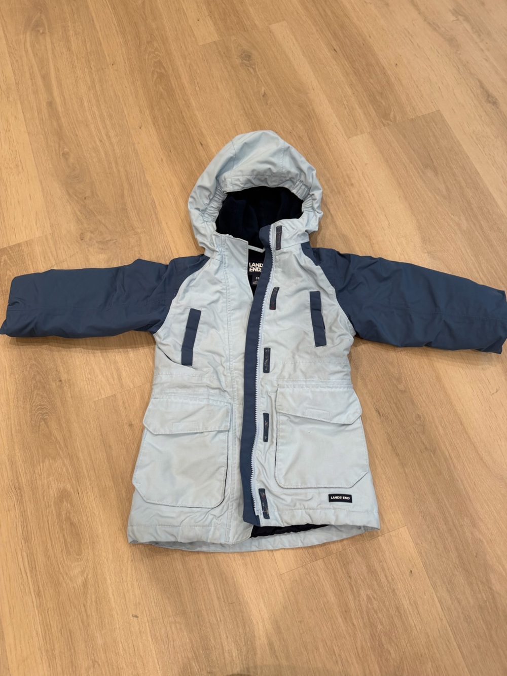Girls Lands' End Kids' Two-Tone Light Blue and Navy Jacket 4-5T